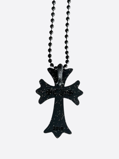Chrome Hearts Black Glitter Silichrome Cross Necklace