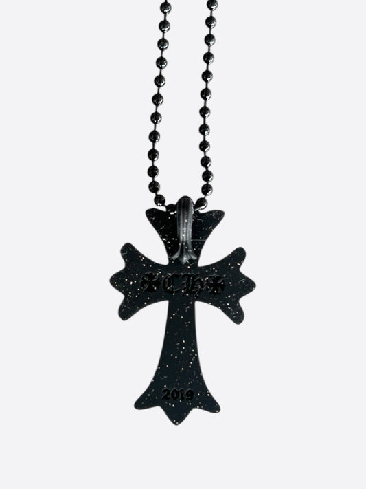 Chrome Hearts Black Glitter Silichrome Cross Necklace