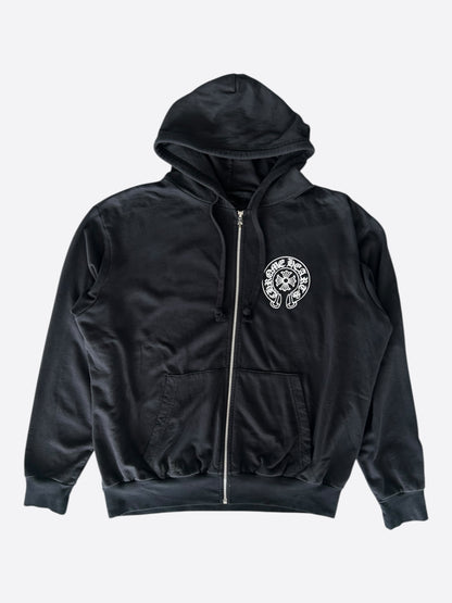 Chrome Hearts Black & White Los Angeles Horseshoe Logo Zip Up Hoodie