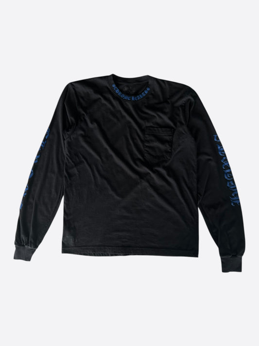 Chrome Hearts Black & Blue Neck Logo Longsleeve T-Shirt