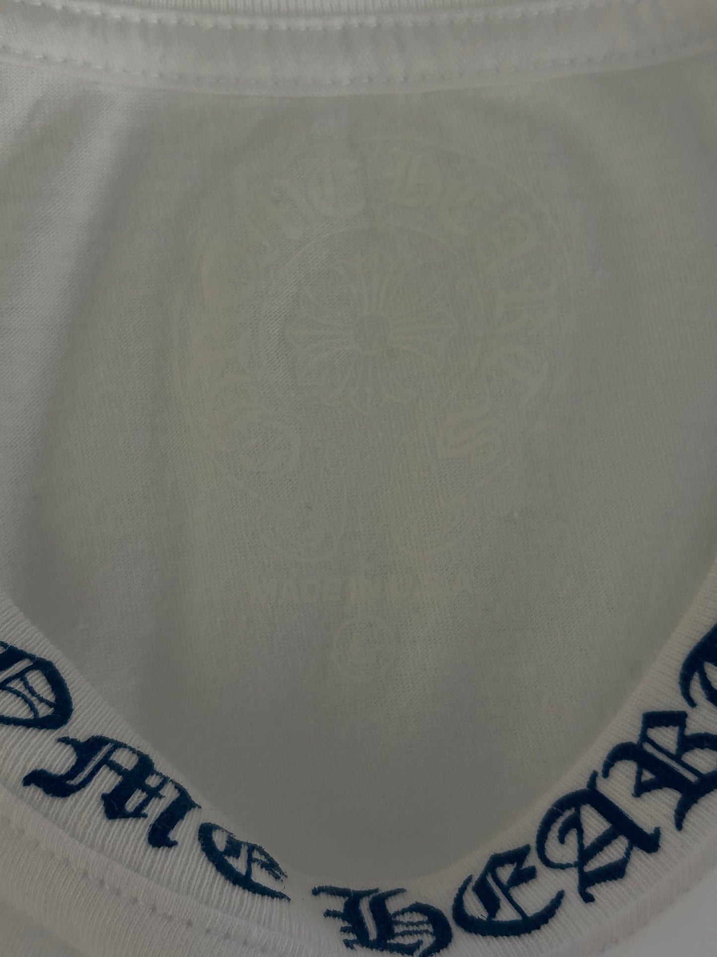 Chrome Hearts White & Blue Neck Logo T-Shirt