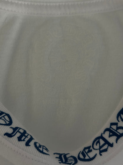 Chrome Hearts White & Blue Neck Logo T-Shirt