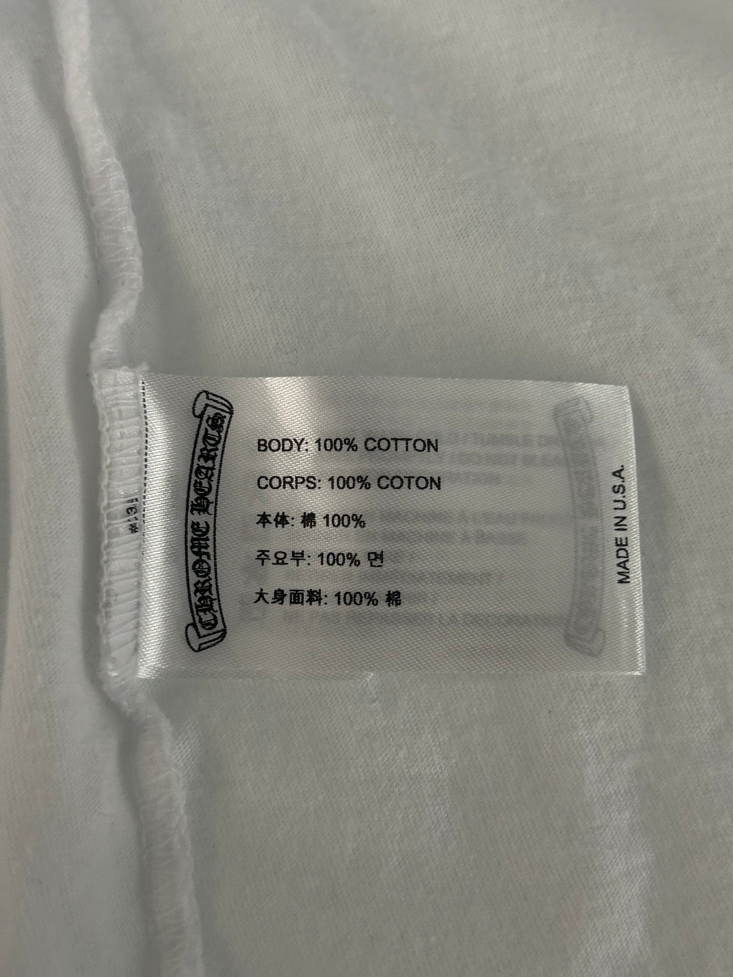 Chrome Hearts White & Blue Neck Logo T-Shirt