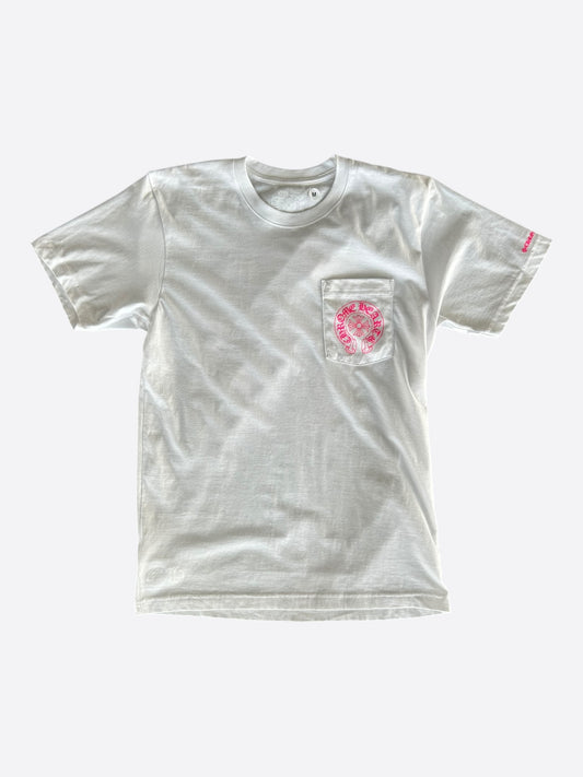 Chrome Hearts White & Pink Horseshoe Logo T-Shirt