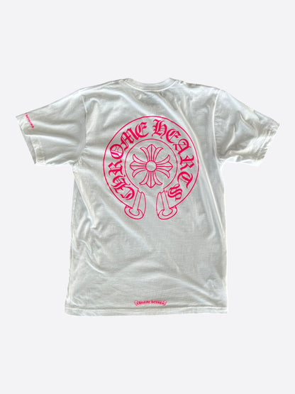 Chrome Hearts White & Pink Horseshoe Logo T-Shirt