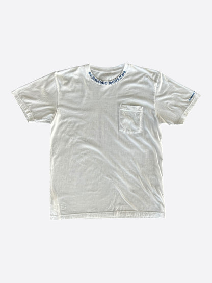 Chrome Hearts White & Blue Neck Logo T-Shirt