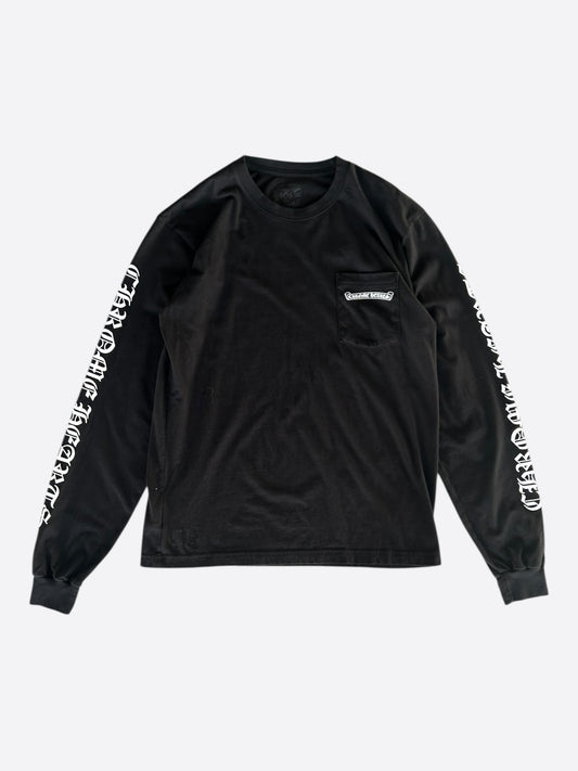 Chrome Hearts Black & White Neck Logo Longsleeve T-Shirt