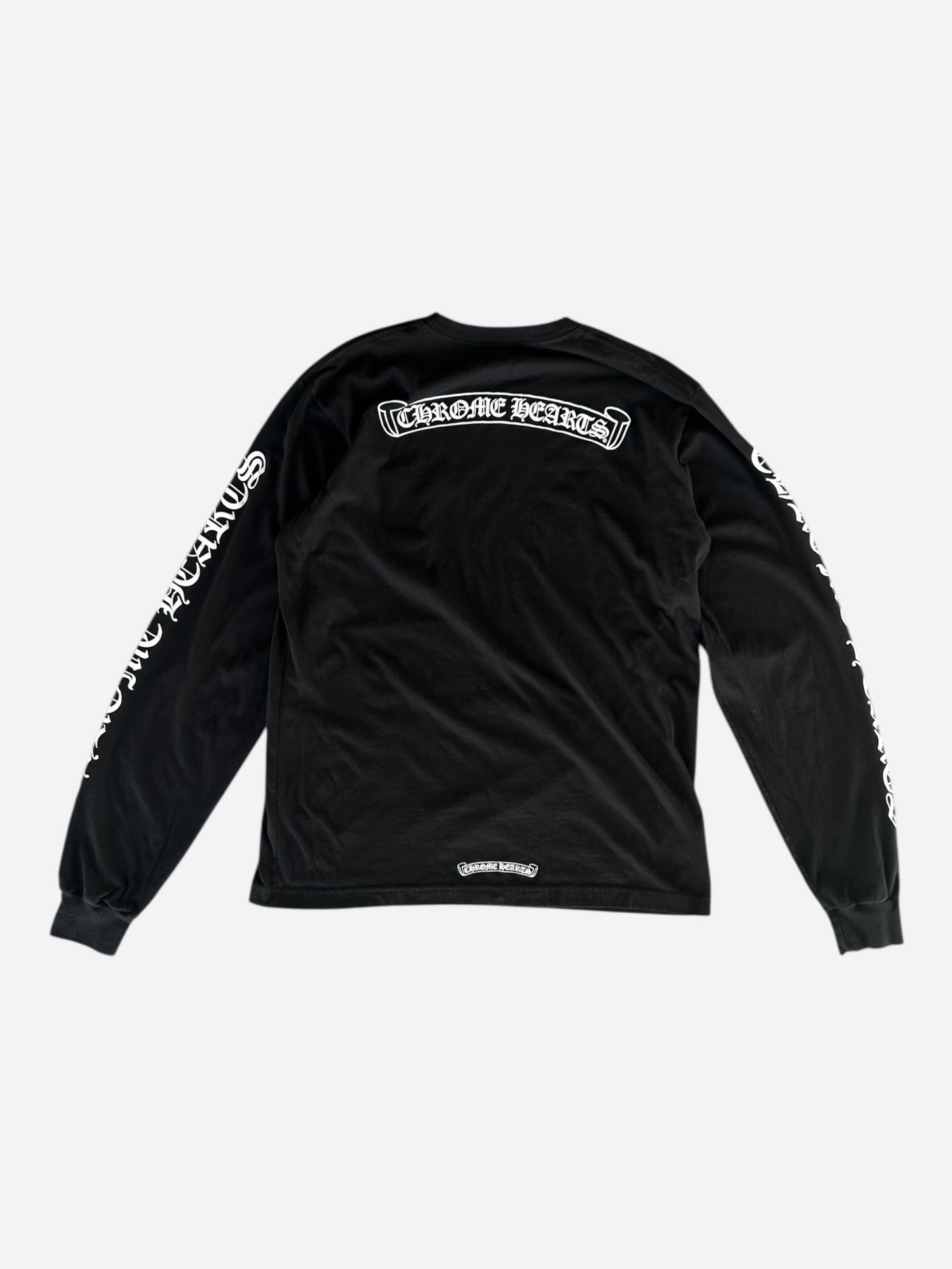 Chrome Hearts Black & White Neck Logo Longsleeve T-Shirt