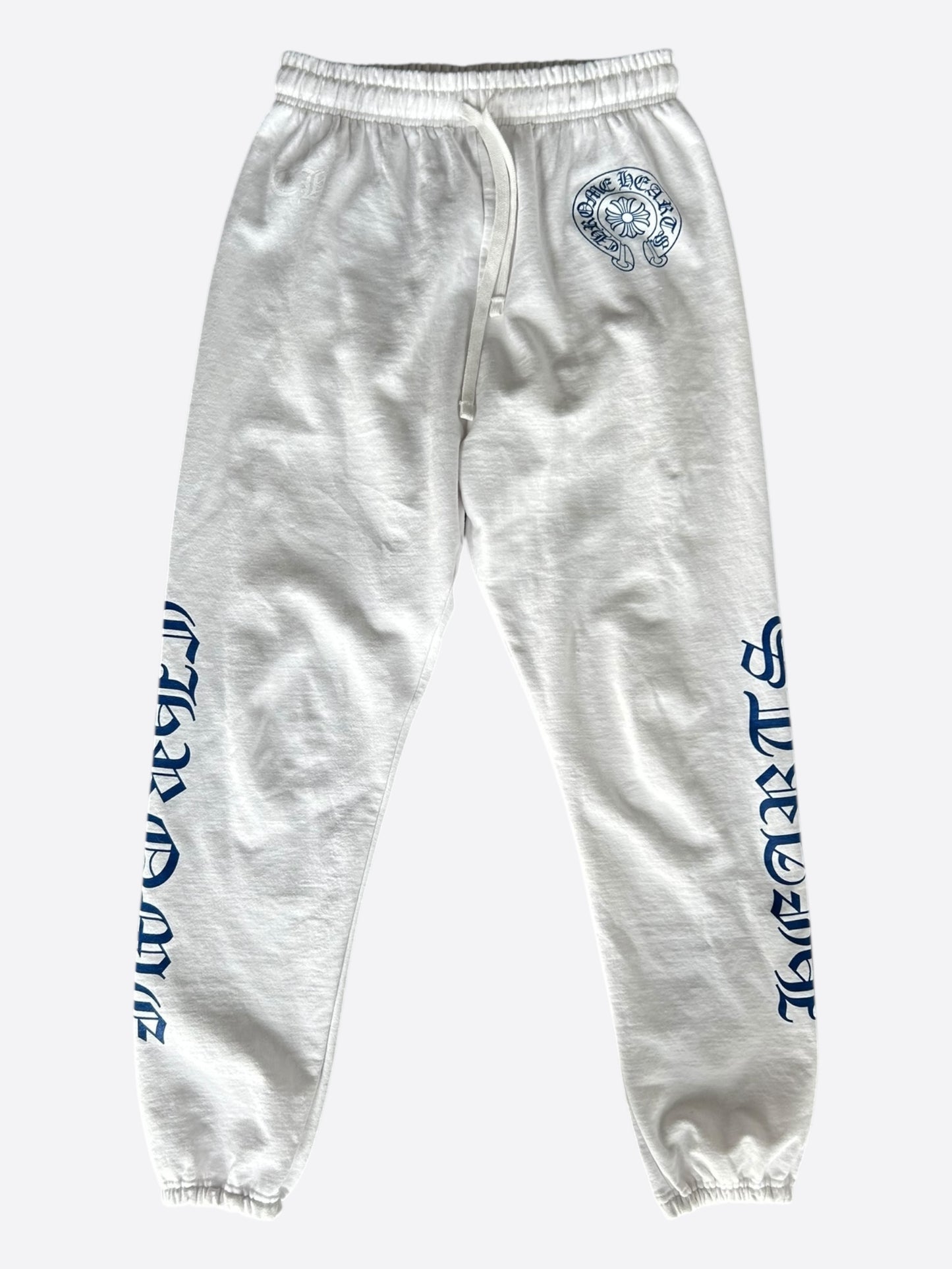 Chrome Hearts White & Blue Horseshoe Logo Sweatpants