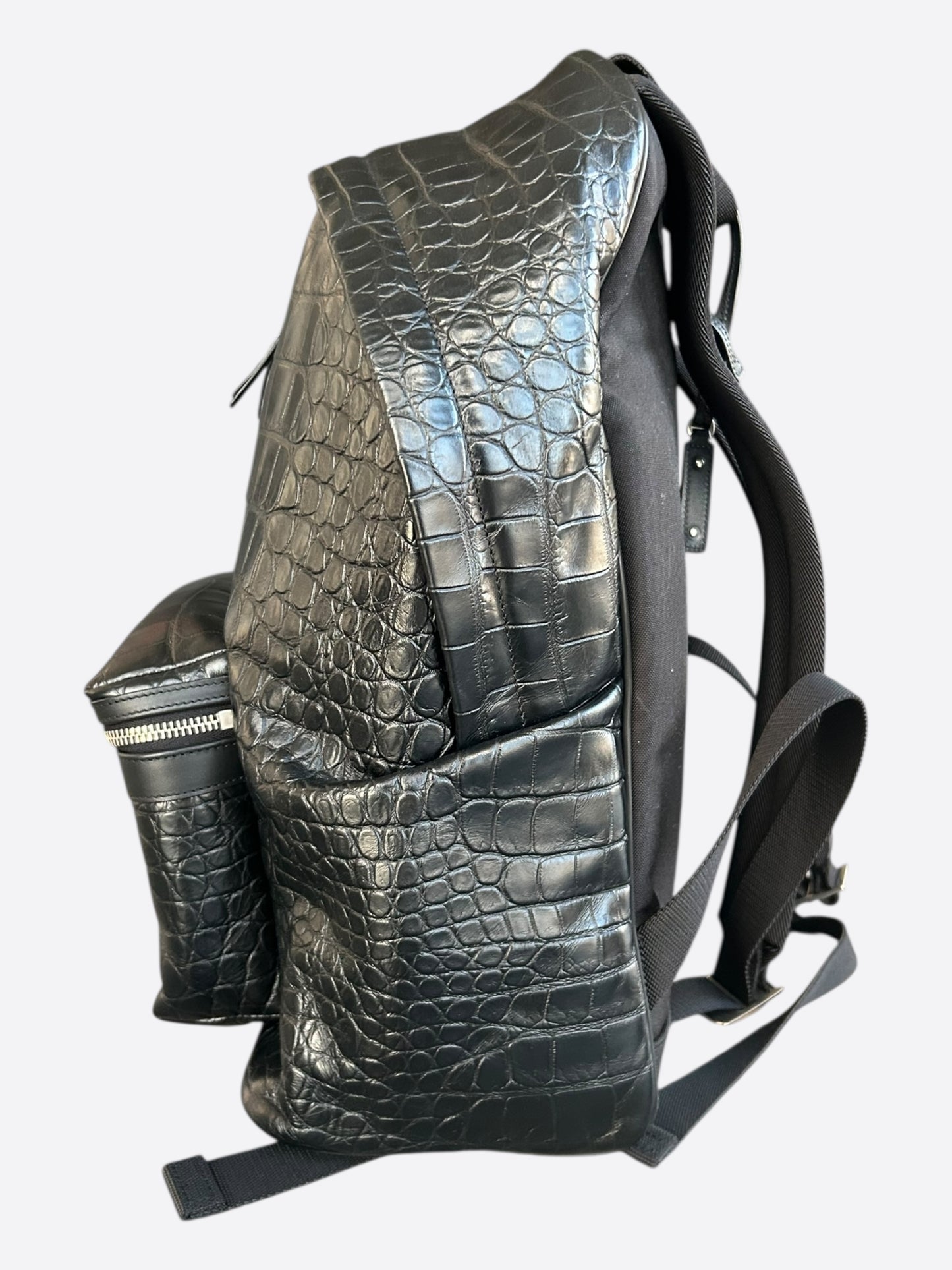 Saint Laurent Black Crocodile City Backpack