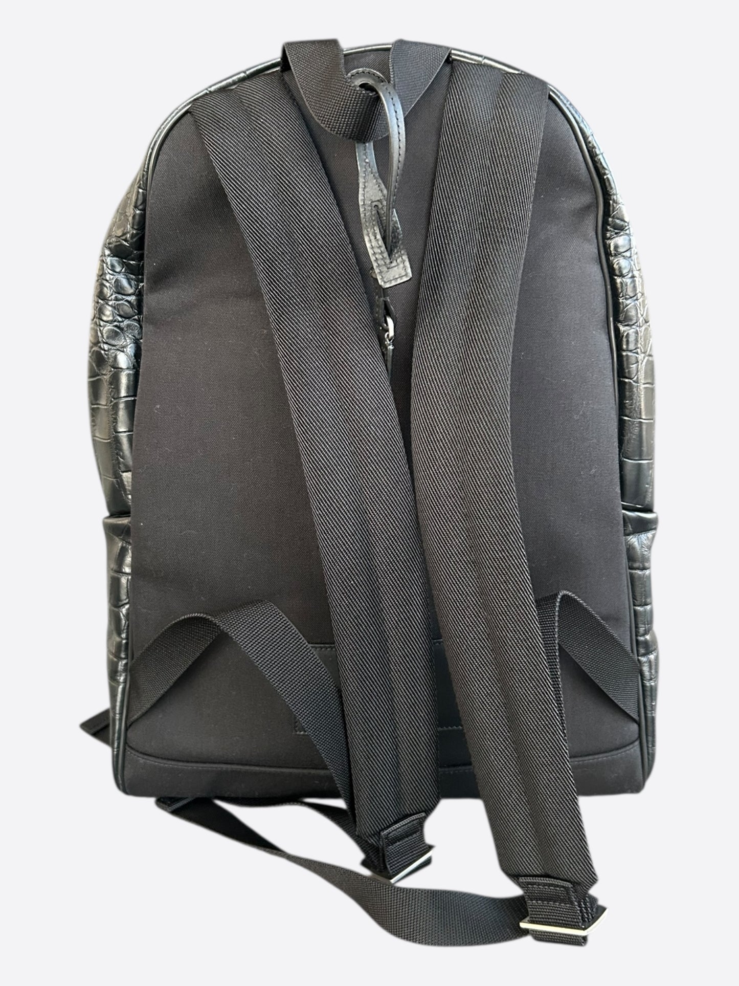 Saint Laurent Black Crocodile City Backpack