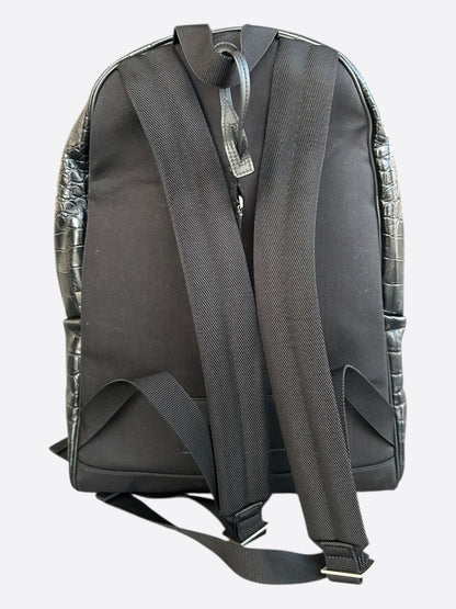 Saint Laurent Black Crocodile City Backpack