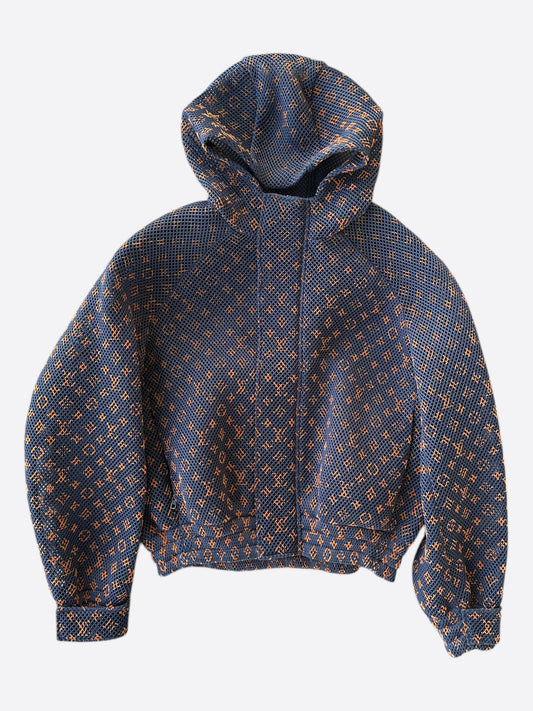 Louis Vuitton Navy & Orange Monogram Mesh Bomber Jacket