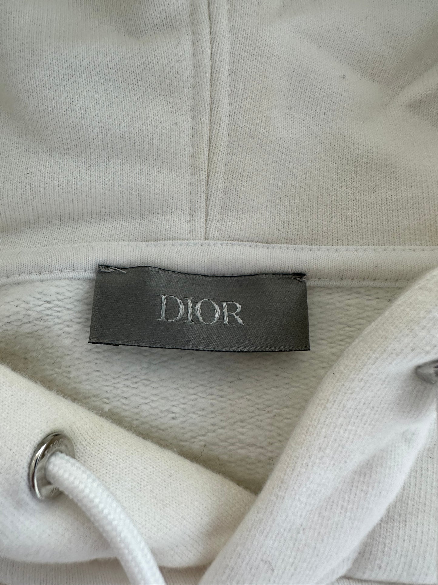 Dior White CD Icon Embroidered Logo Hoodie