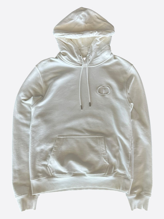 Dior White CD Icon Embroidered Logo Hoodie