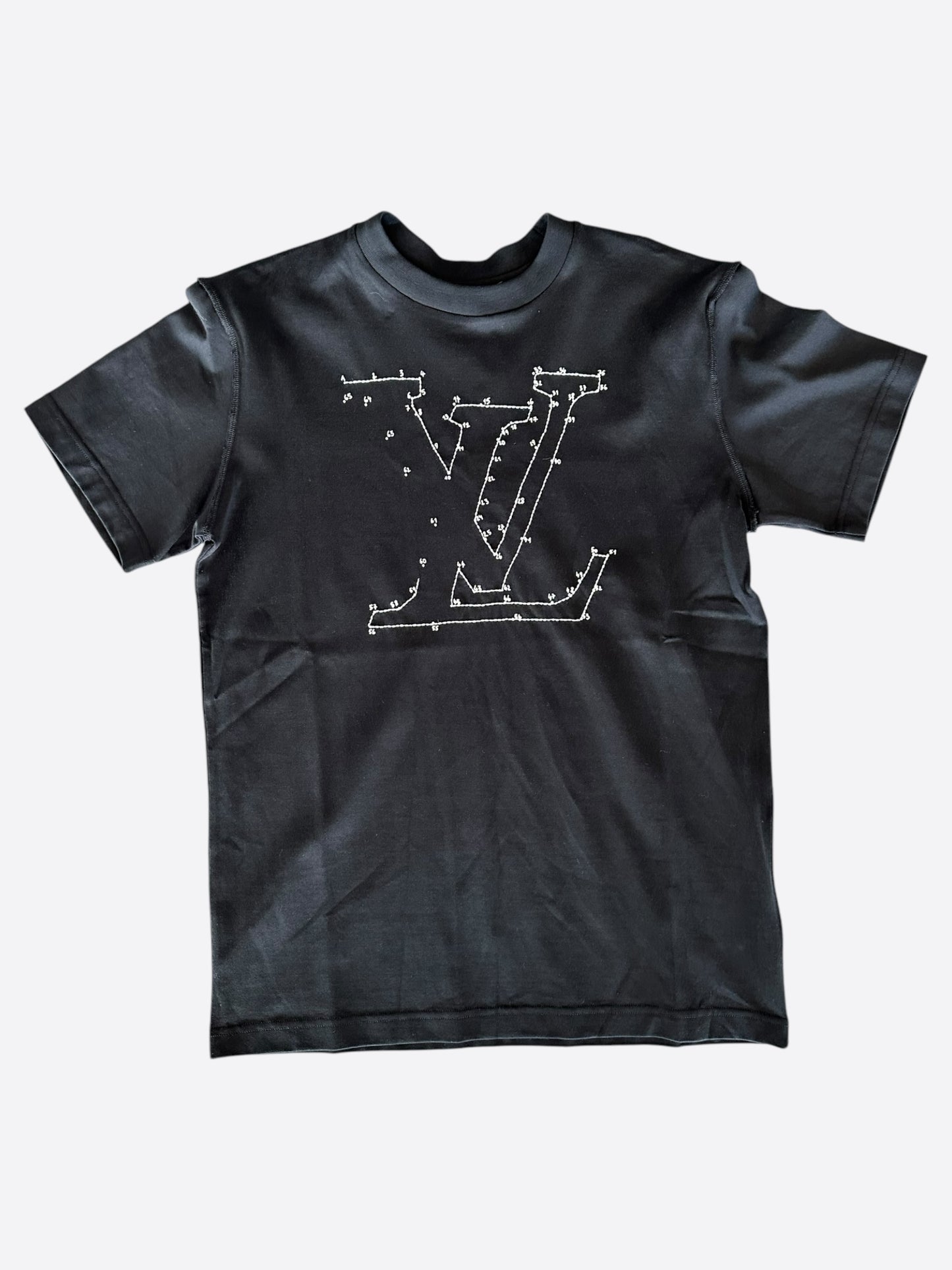 Louis Vuitton Black & White LV Stitch Logo T-Shirt