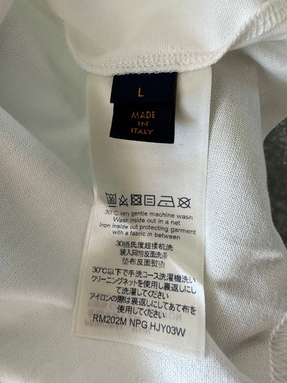 Louis Vuitton White & Blue LV Stitch Logo T-Shirt