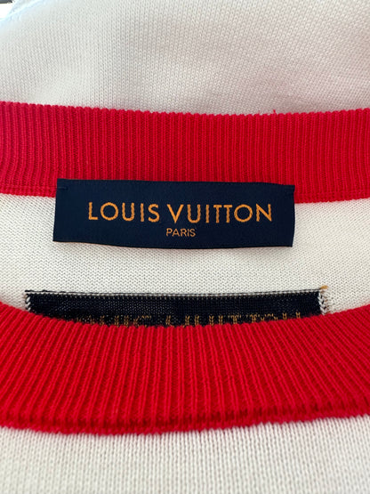 Louis Vuitton White & Blue Logo Intarsia T-Shirt