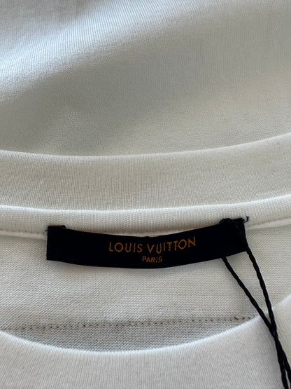 Louis Vuitton White & Blue LV Stitch Logo T-Shirt