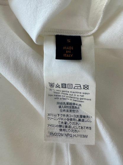 Louis Vuitton White & Blue LV Stitch Logo T-Shirt