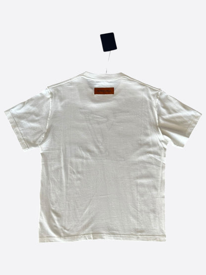 Louis Vuitton White & Blue LV Stitch Logo T-Shirt