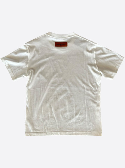 Louis Vuitton White & Blue LV Stitch Logo T-Shirt