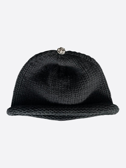 Chrome Hearts Black Fleur Patch Cashmere Beanie
