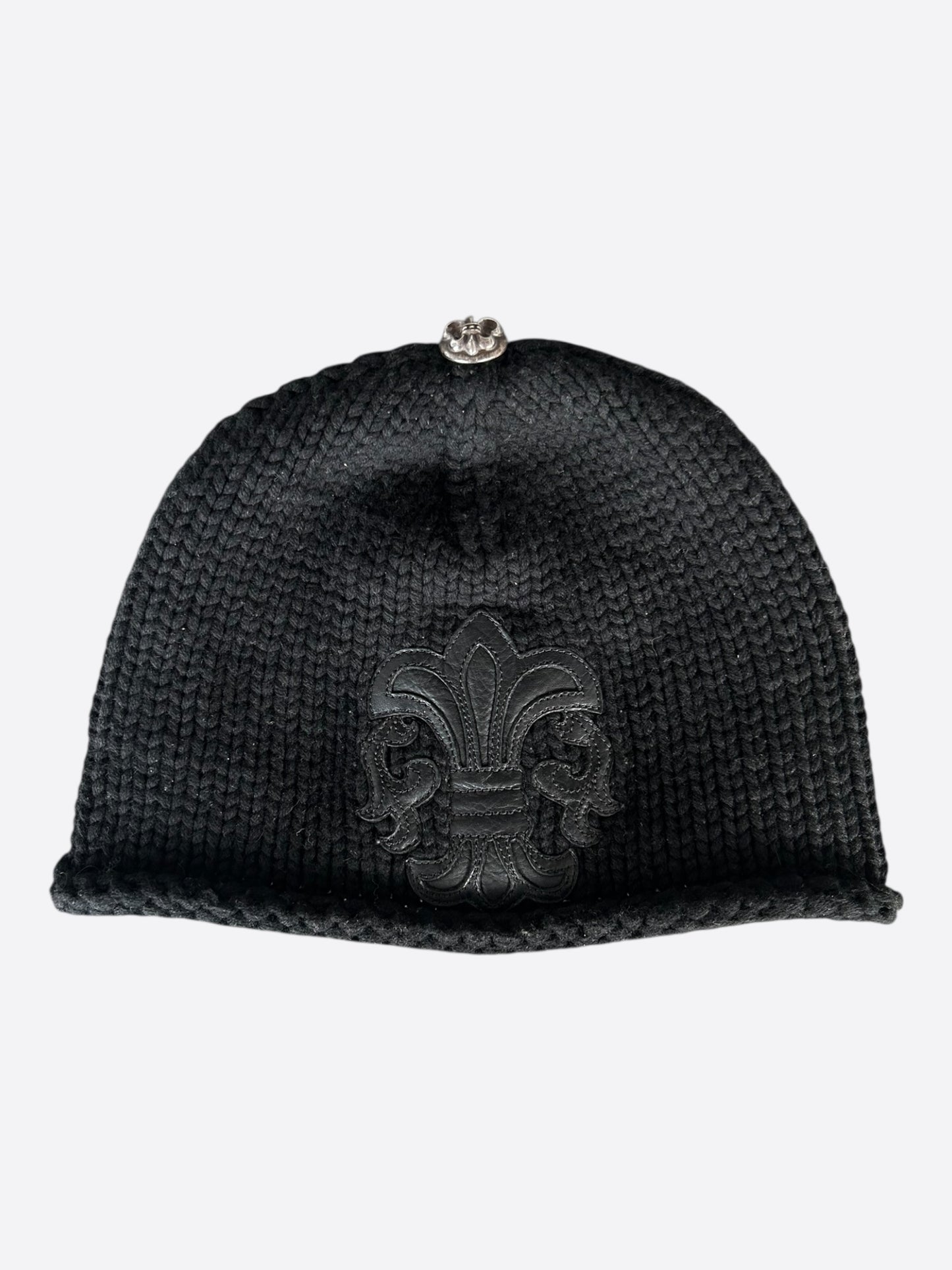 Chrome Hearts Black Fleur Patch Cashmere Beanie