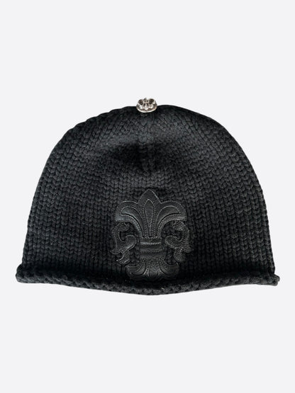 Chrome Hearts Black Fleur Patch Cashmere Beanie