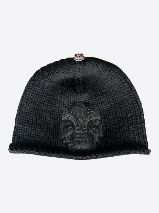 Chrome Hearts Black Fleur Patch Cashmere Beanie