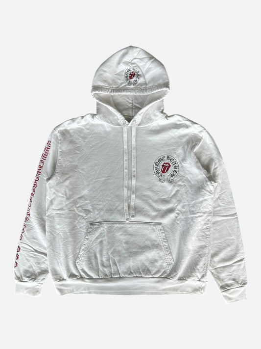 Chrome Hearts Rolling Stones White & Red Horseshoe Logo Hoodie