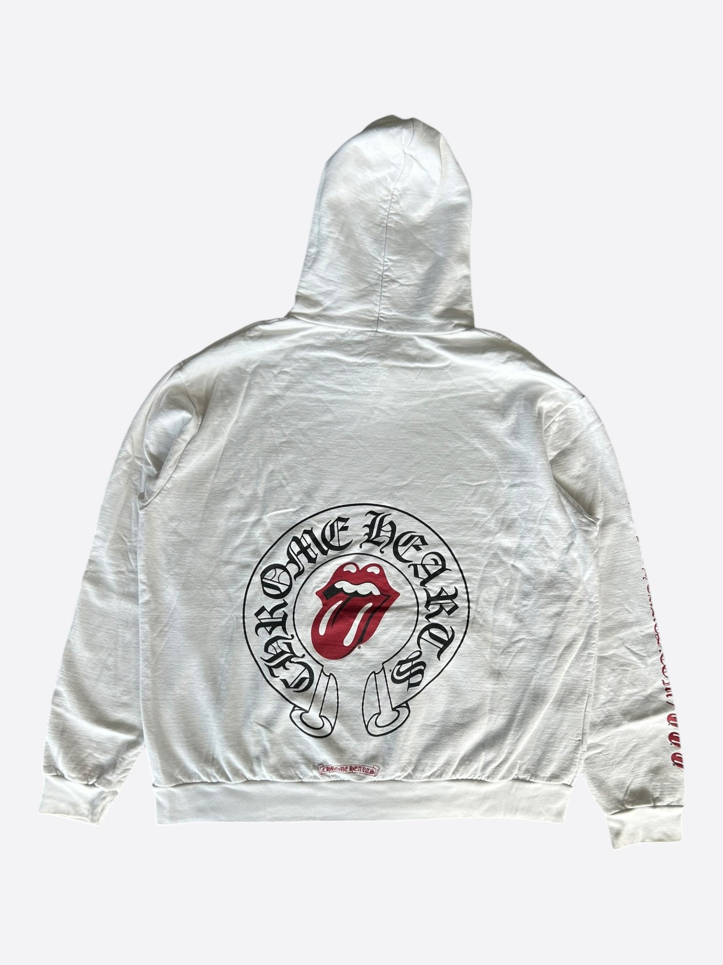 Chrome Hearts Rolling Stones White & Red Horseshoe Logo Hoodie