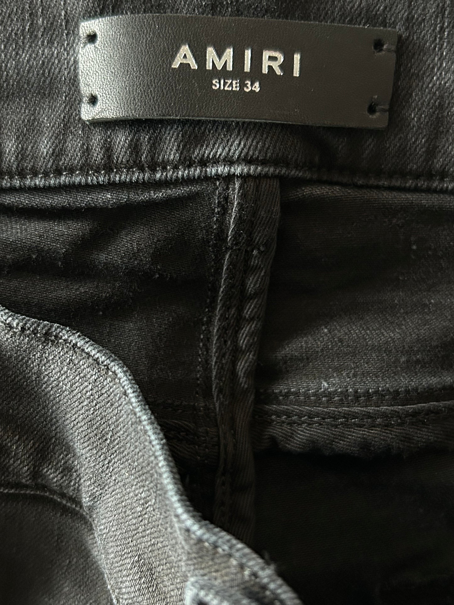 Amiri Faded Black Blue Crystal Staggered Logo Jeans