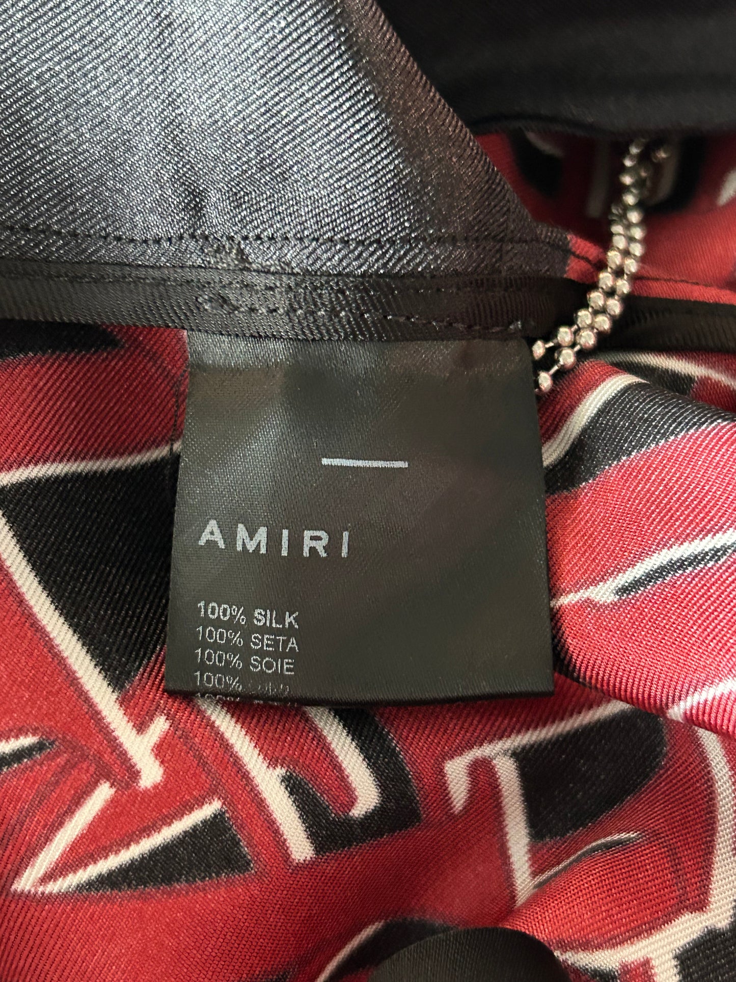 Amiri Black & Red Repeat Logo Silk Shorts