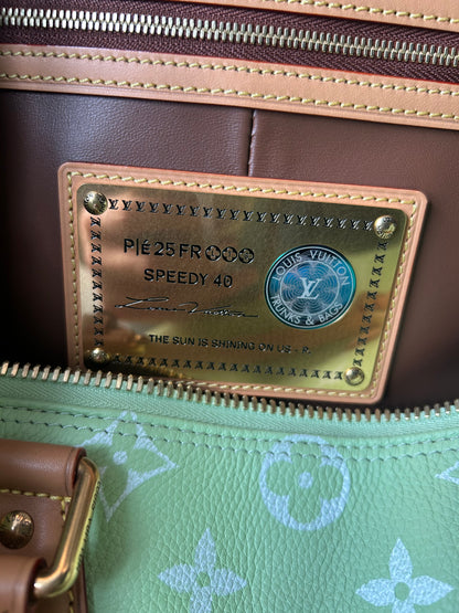 Louis Vuitton Lime Green & White Monogram P9 Speedy 40
