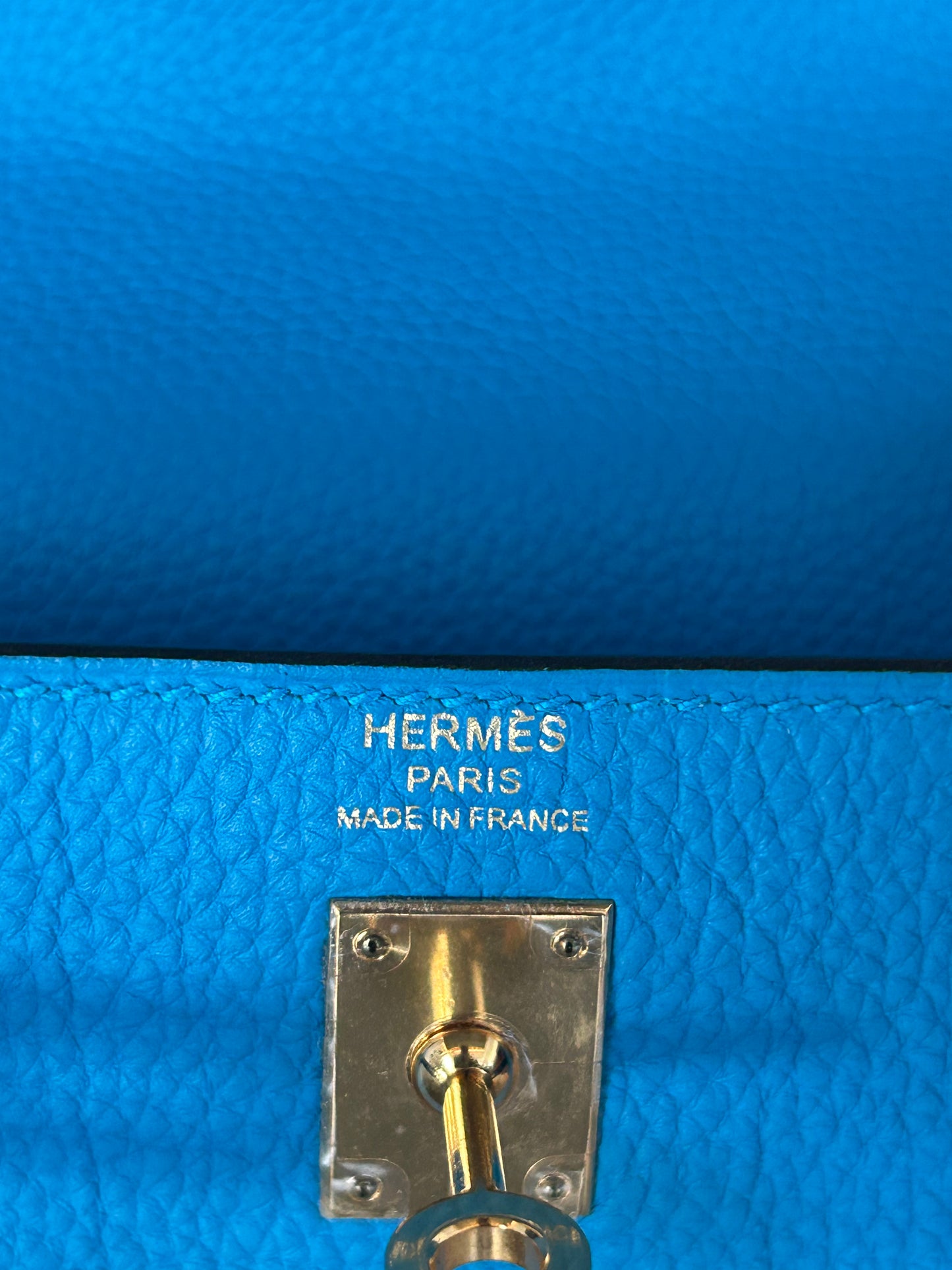Hermes Blue Zanzibar Togo & Gold Hardware Kelly 25