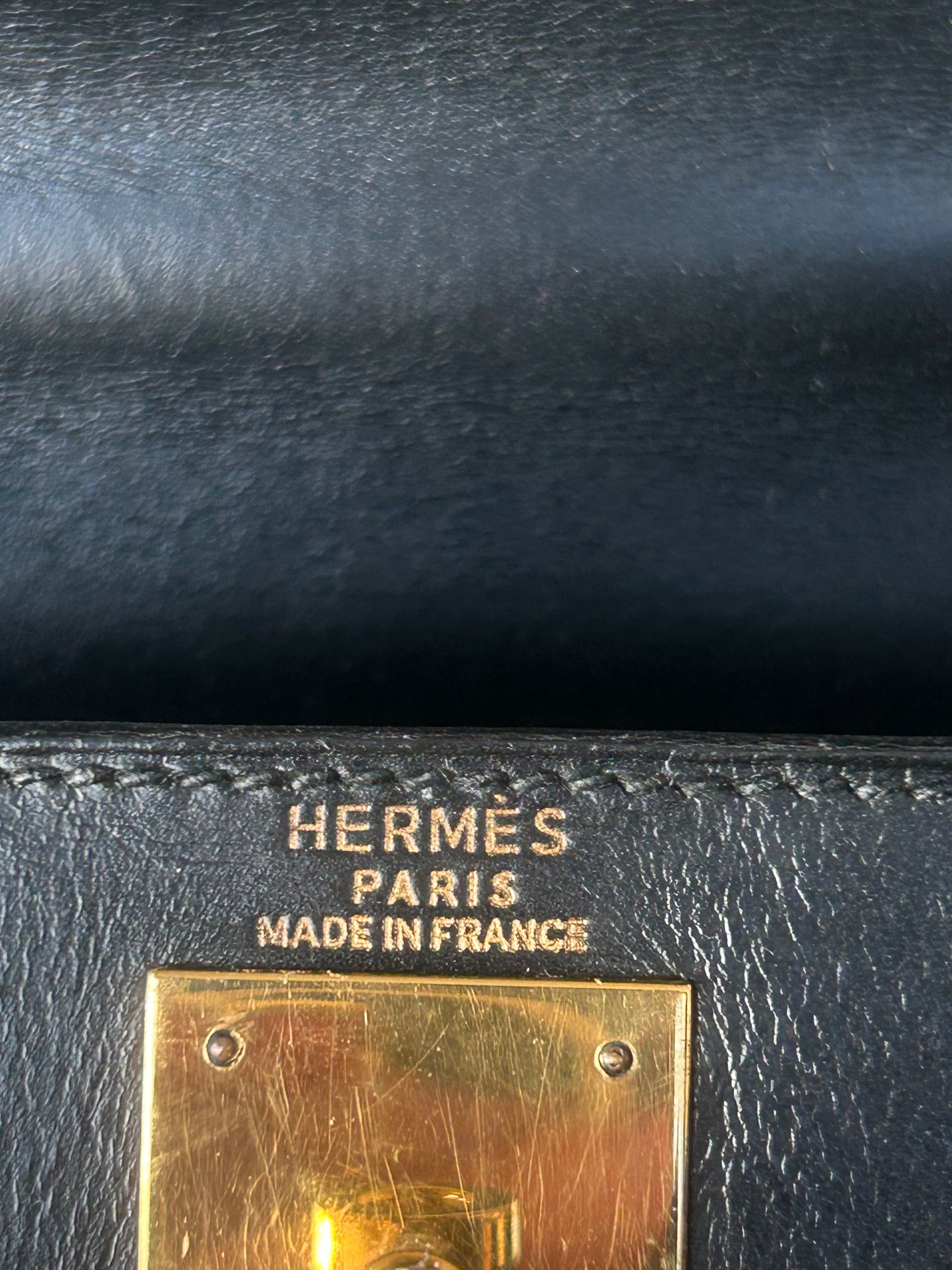 Hermes Black Box Leather & Gold Hardware Kelly 28