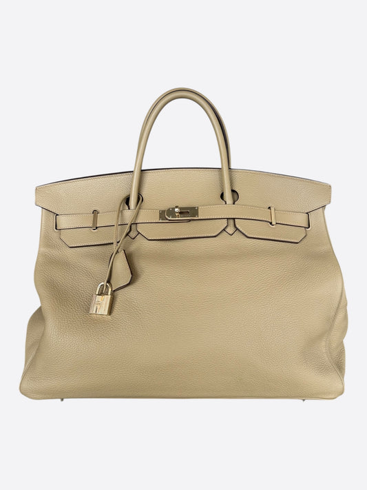 Hermes Etoupe Togo & Gold Hardware Birkin 50