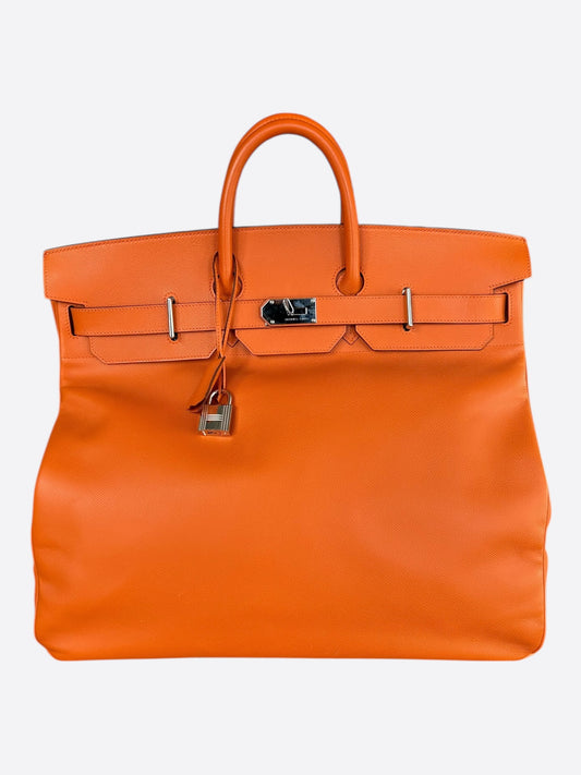 Hermes Orange Togo & Palladium Hardware HAC Birkin 50