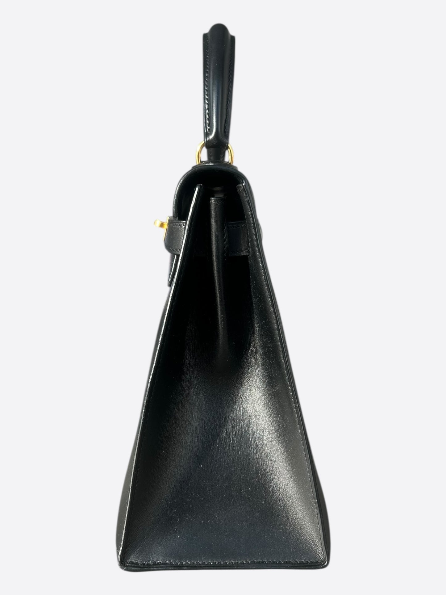 Hermes Black Box Leather & Gold Hardware Kelly 28