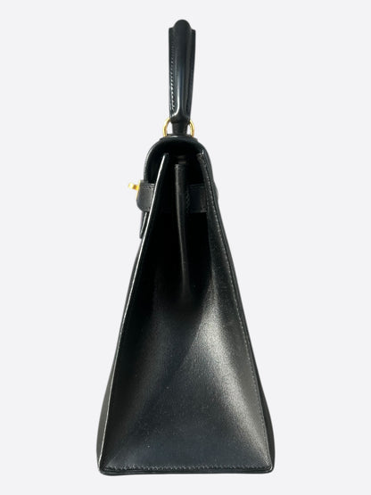 Hermes Black Box Leather & Gold Hardware Kelly 28