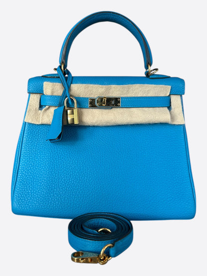 Hermes Blue Zanzibar Togo & Gold Hardware Kelly 25