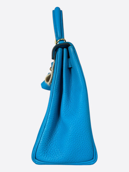 Hermes Blue Zanzibar Togo & Gold Hardware Kelly 25