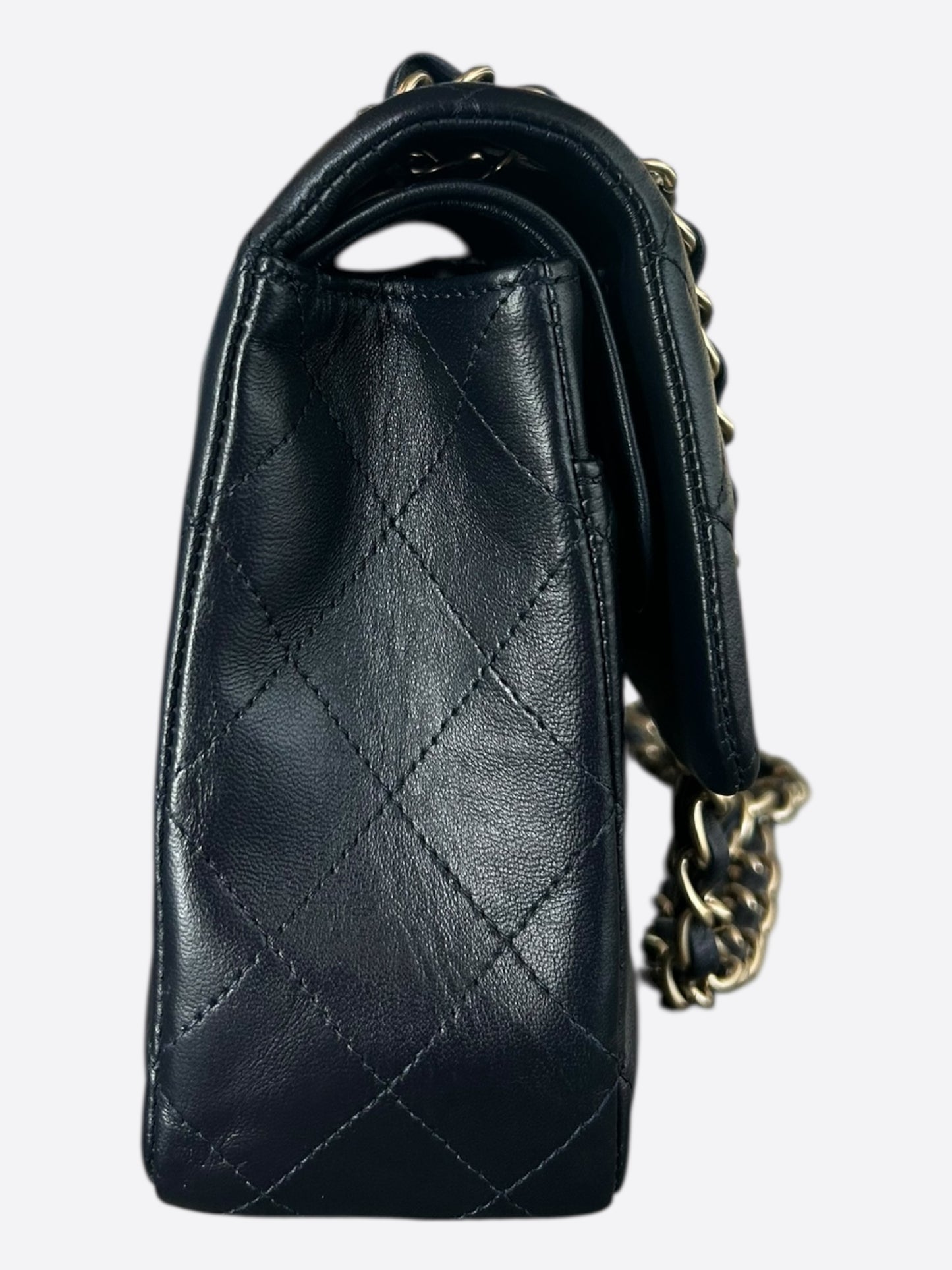 Chanel Navy Blue Lambskin Quilted Medium Flap Bag