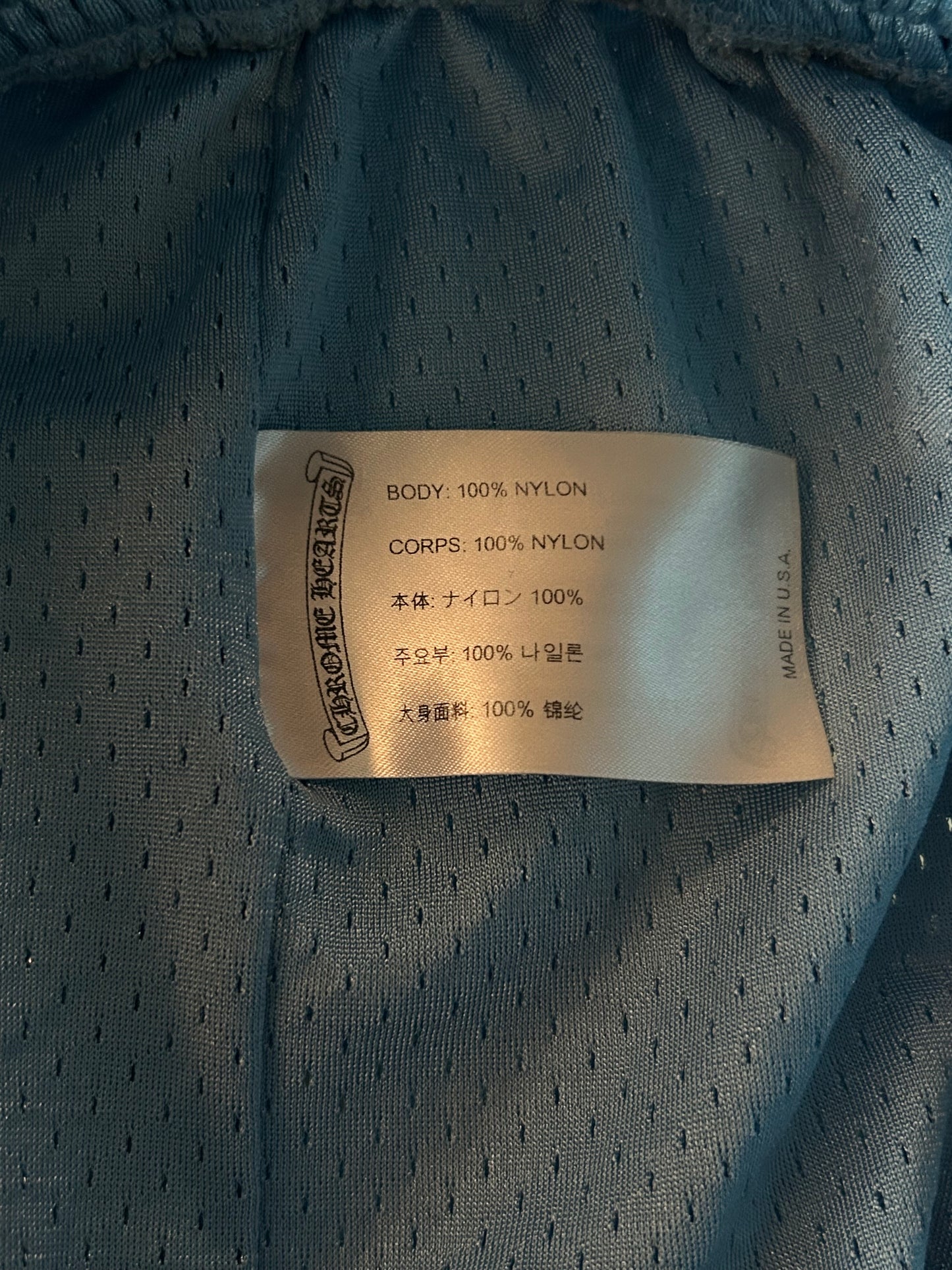 Chrome Hearts Blue & White Logo Mesh Shorts