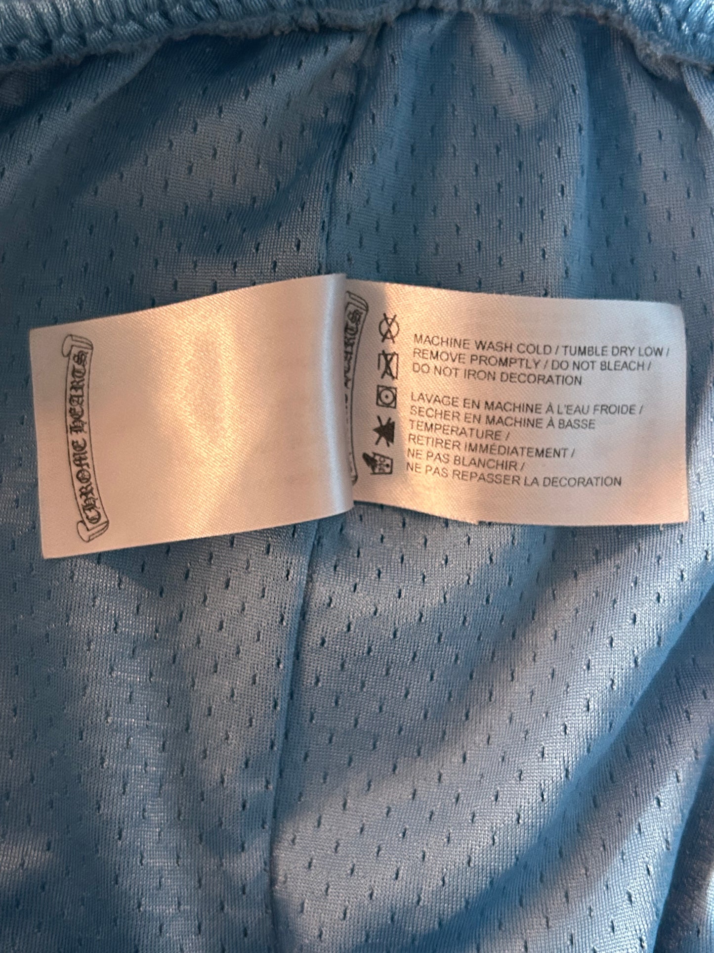 Chrome Hearts Blue & White Logo Mesh Shorts