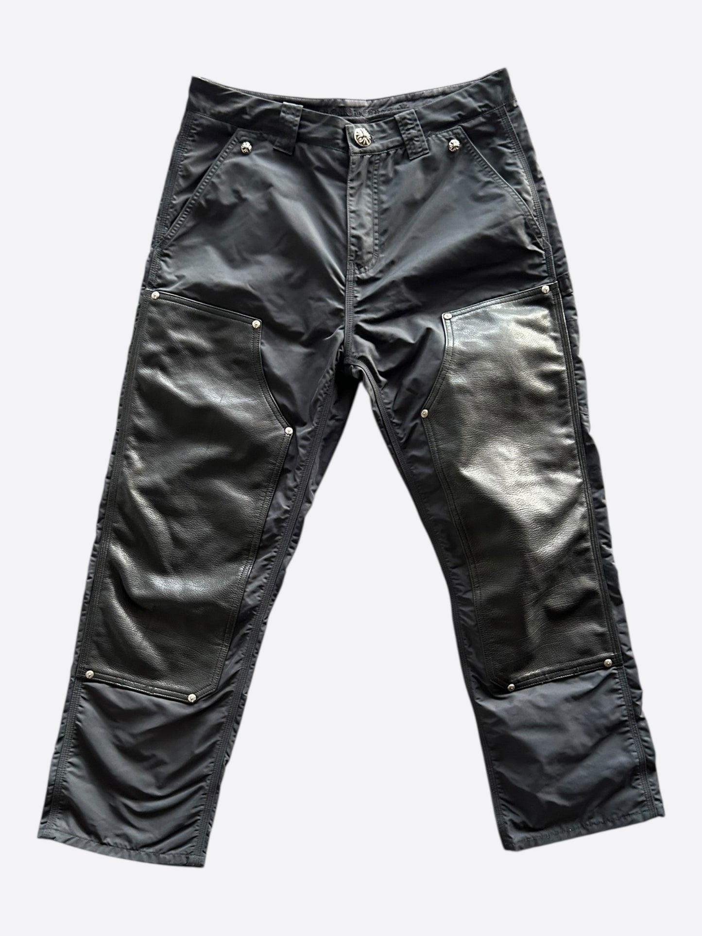 Chrome Hearts Black Nylon & Leather Carpenter Pants
