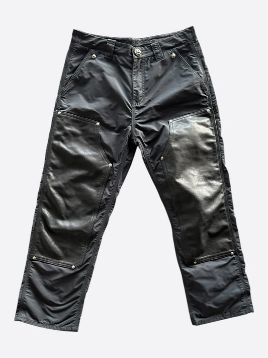 Chrome Hearts Black Nylon & Leather Carpenter Pants