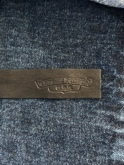 Chrome Hearts Blue Embroidered Cross Patch Denim Shirt