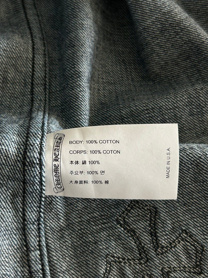 Chrome Hearts Blue Embroidered Cross Patch Denim Shirt